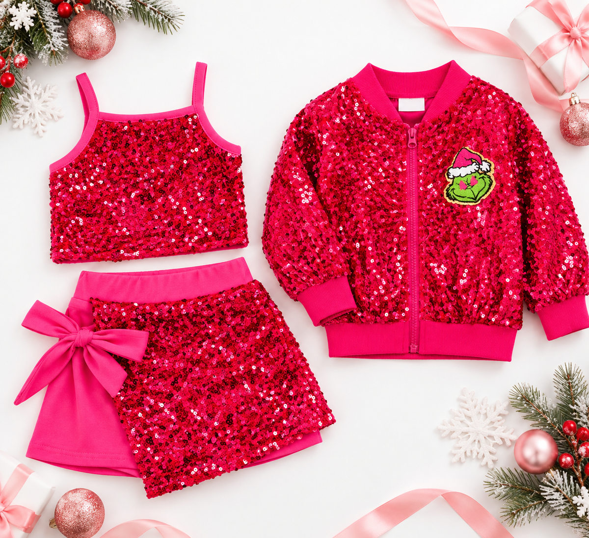 Merry Mischief Pink Sequin Bomber
