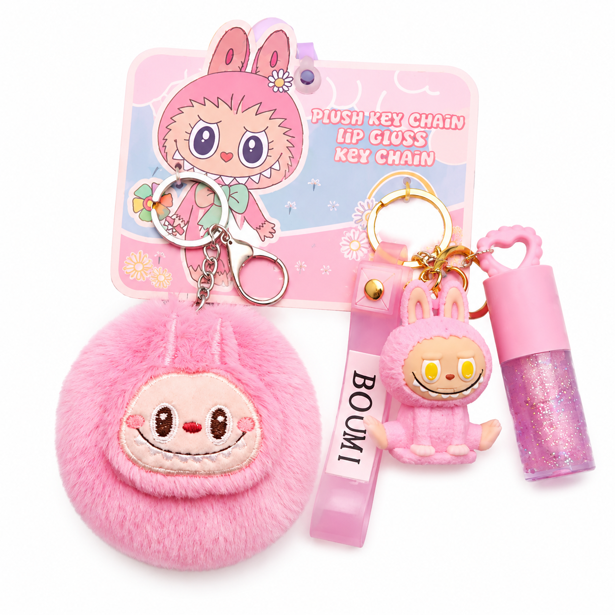 Kawaii BB Mirror Lipgloss Keychain Set