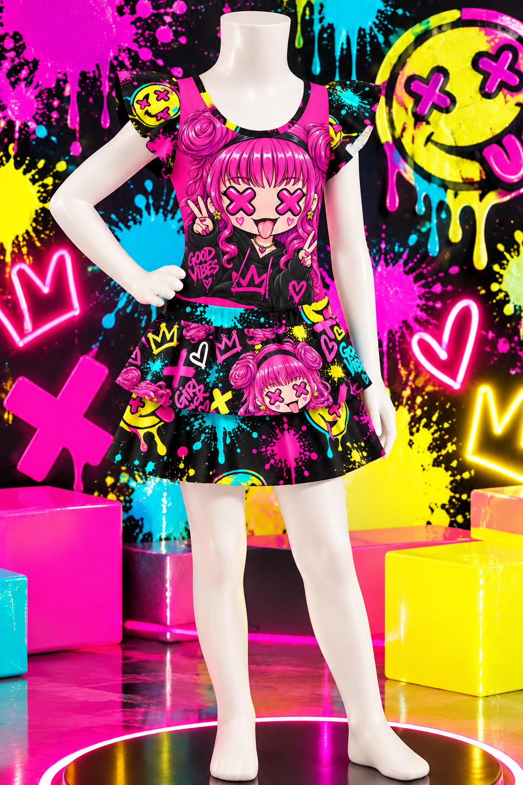 Rebel Bodysuit and Ruffle Skirt Set