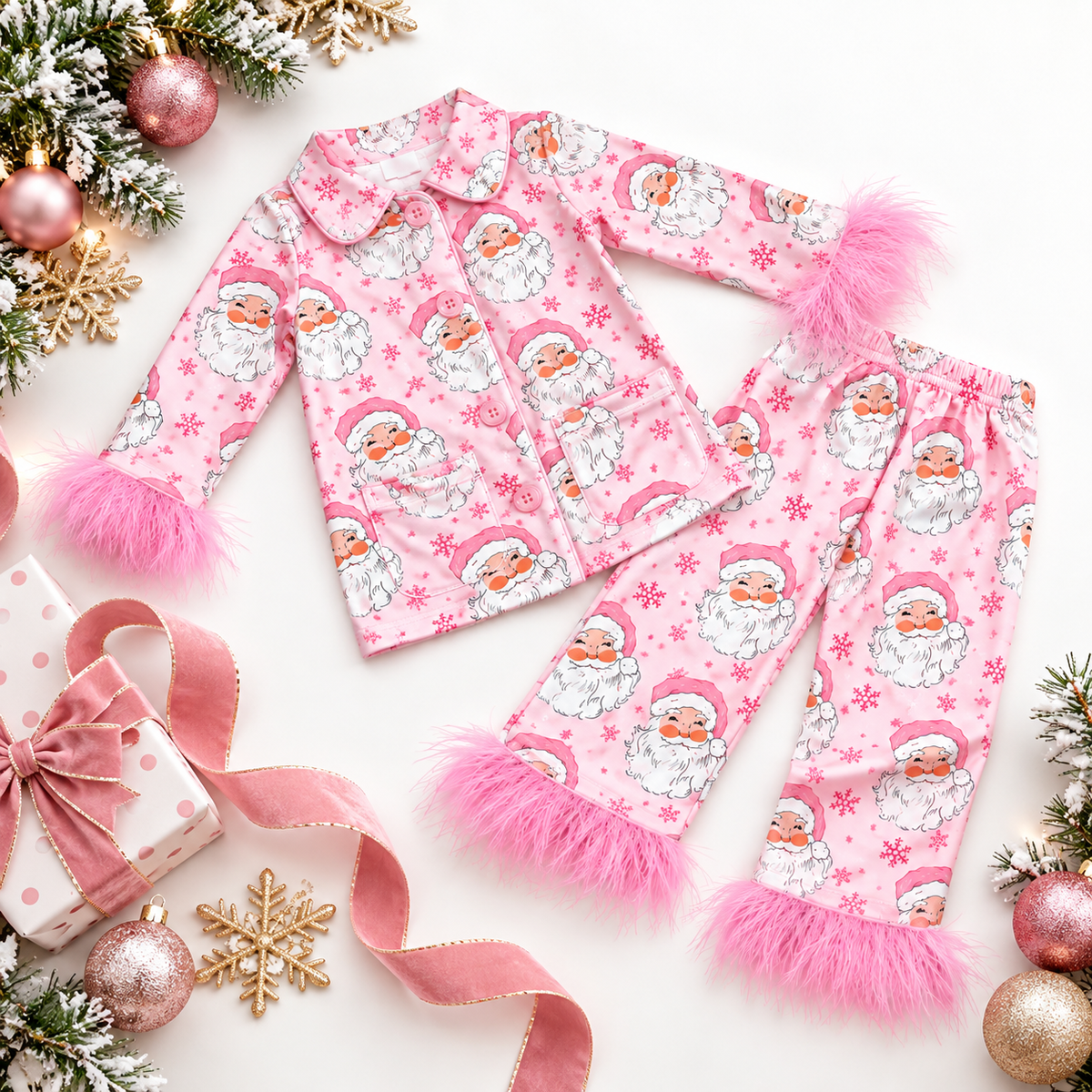Pink Santa Dreams Pajama Set