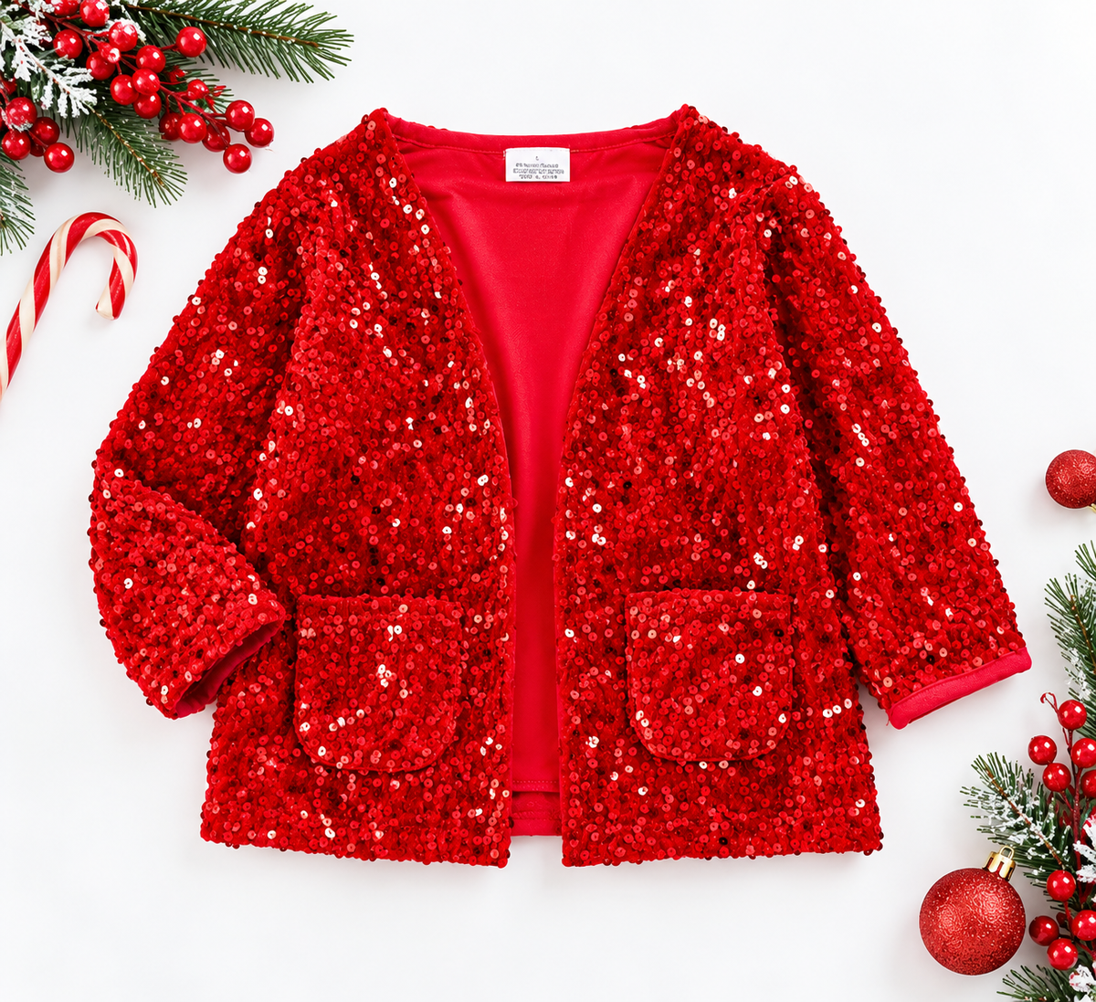 All That Sparkles Red Sequin Cardigan