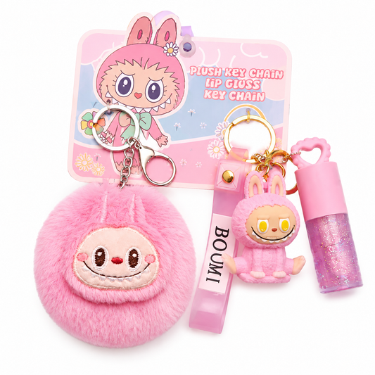 Kawaii BB Mirror Lipgloss Keychain Set
